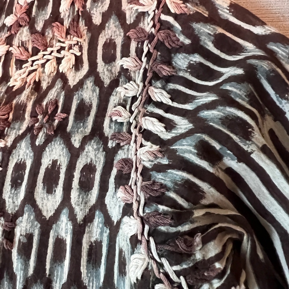 Raj Hand Embroidered Black and Cream Tunic Size Medium - Picture 3 of 6
